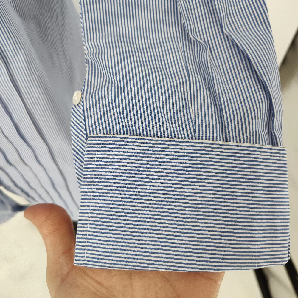 J. Crew Slim Fit Blue And White Striped Button Down Shirt Size Women's Medium